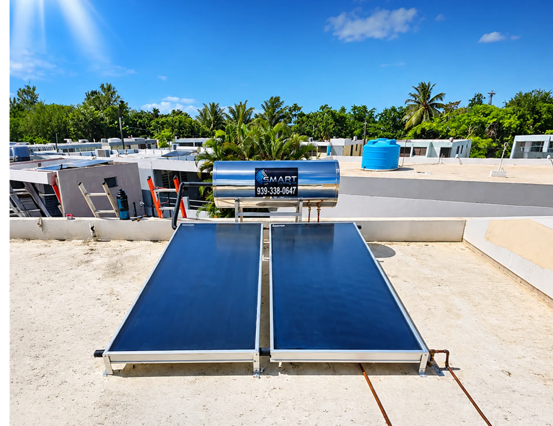 Calentador solar Smart Option PR instalado en azotea